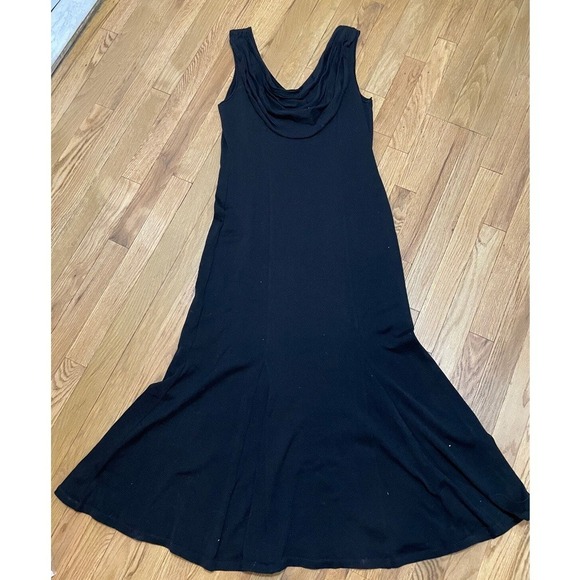 Peruvian Connection Black Pima Cotton Knit Maxi Dress Sleeveless - Picture 5 of 7